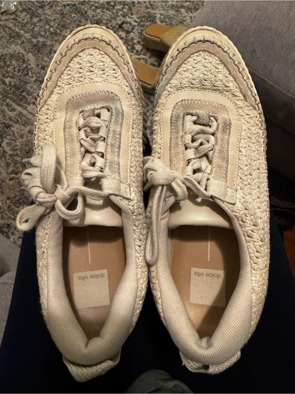 Dolce Vita Cream Woven Lace-Up Sneakers (size 10)